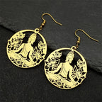 Pendientes Colgantes Buda y Flor de Loto oro