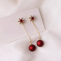 Pendientes Colgantes Bolas de Navidad Rojas