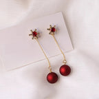 Pendientes Colgantes Bolas de Navidad Rojas