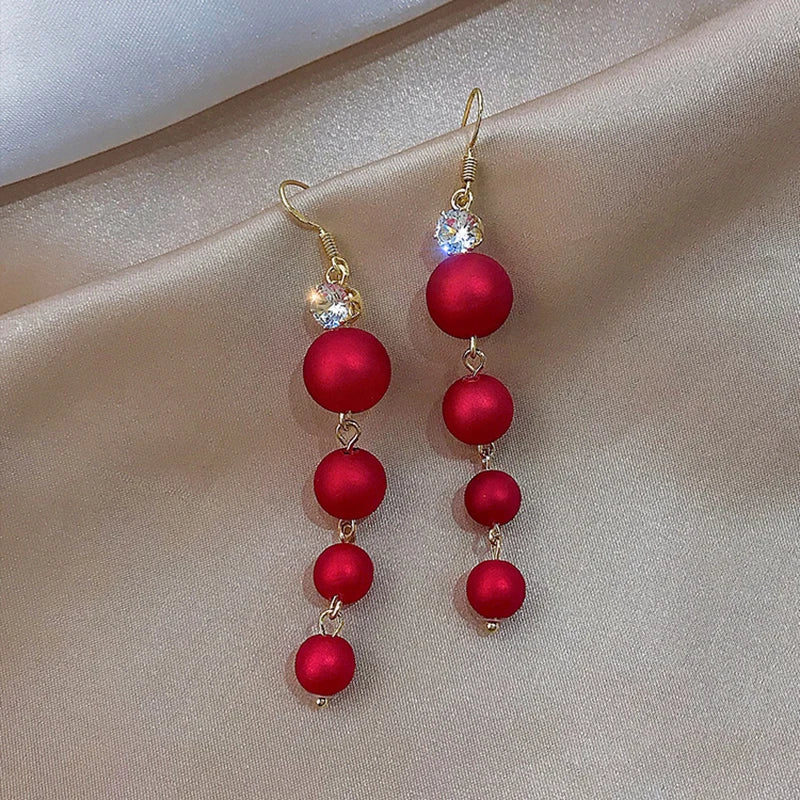 Pendientes Colgantes Bolas de Navidad Rojas para Mujer