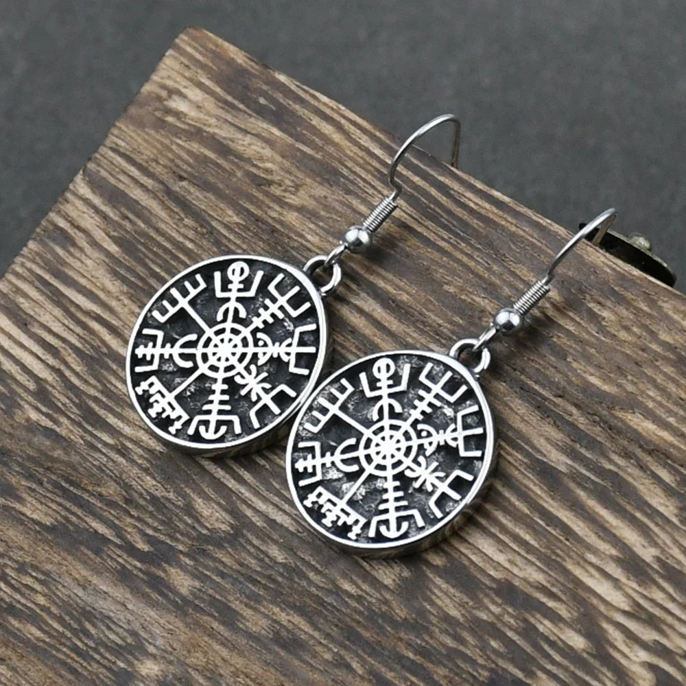 Pendientes Colgantes Brújula Vegvisir Vikingo