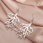Pendientes Colgantes en Ramas de Coral plata