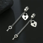 Boucles d'oreilles pendantes clef et cadenas