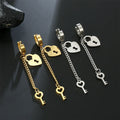 Boucles d'oreilles pendantes clef et cadenas