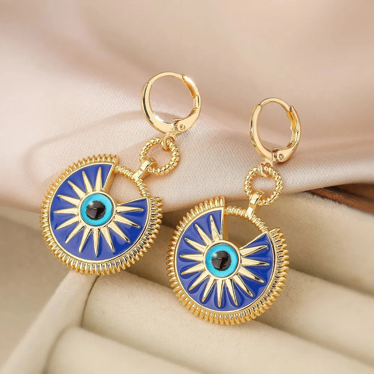 Pendientes Colgantes Contra el Mal de Ojo para Mujer azul