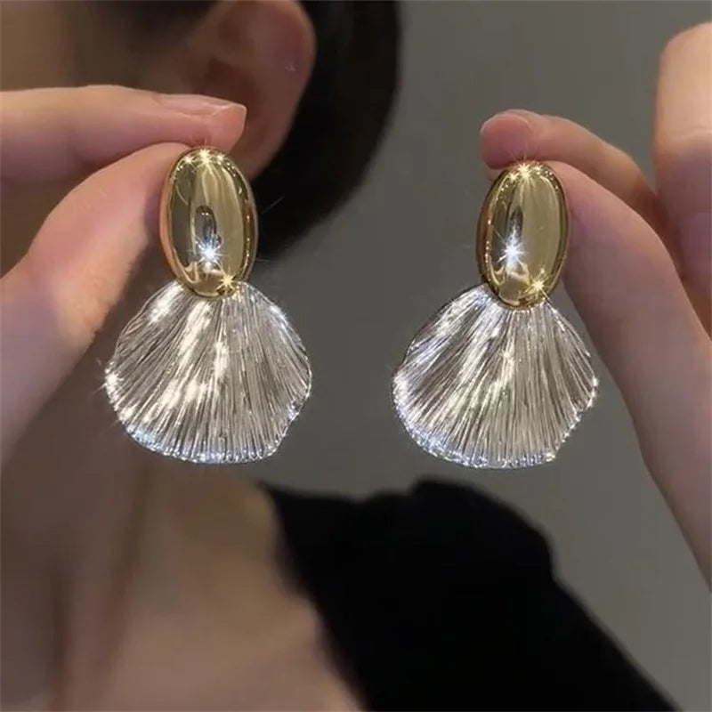 Pendientes Colgantes de Concha en Forma de Vieiras