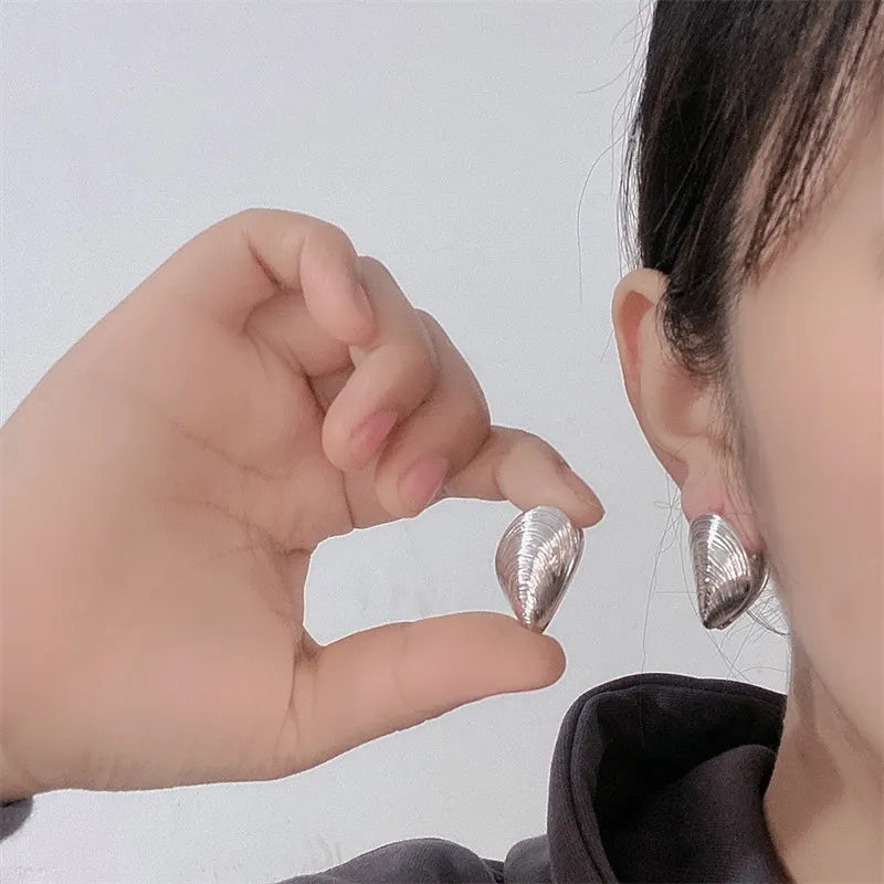 Pendientes Colgantes Conchas Mejillones plata