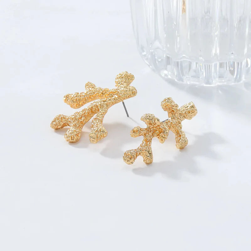 Pendientes Colgantes de Coral Dorado o Plateado oro