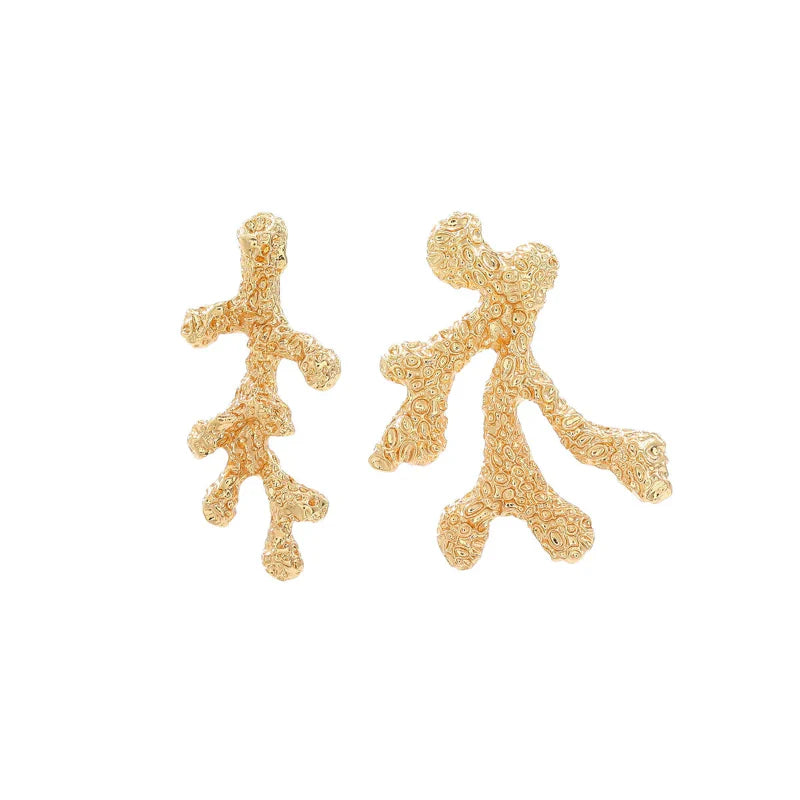 Pendientes Colgantes de Coral Dorado o Plateado oro