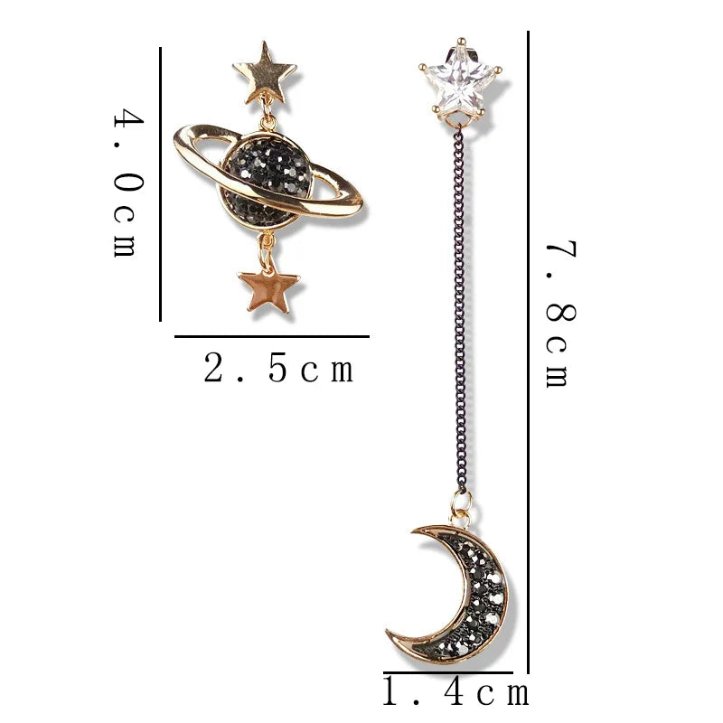 Pendientes Colgantes de Media Luna y Astros