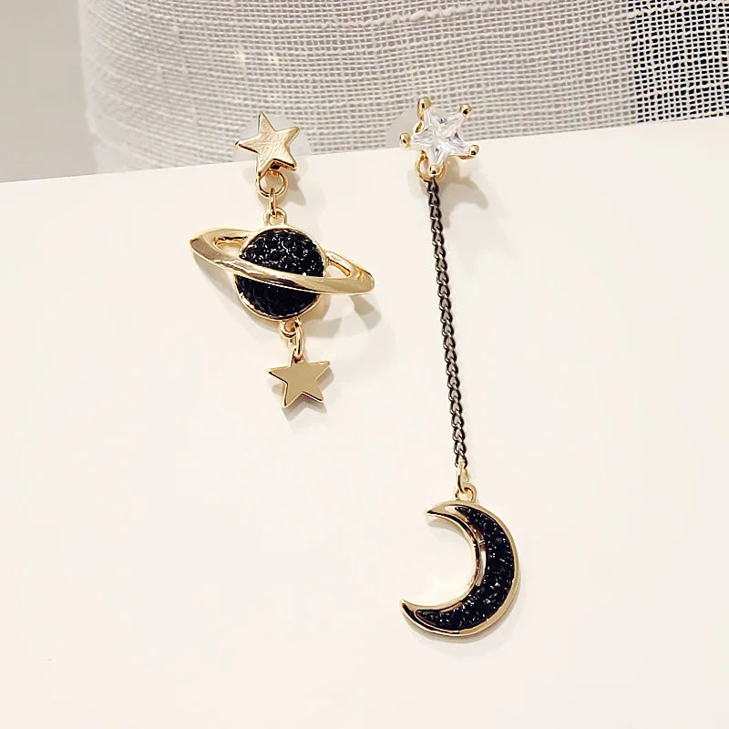 Pendientes Colgantes de Media Luna y Astros
