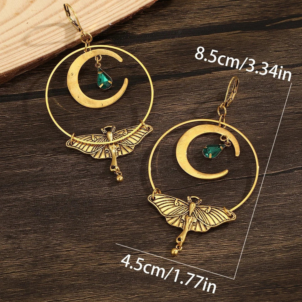 Pendientes Colgantes Media Luna y Polilla Nocturna