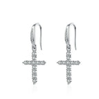 Pendientes Colgantes de Cruz con Circonita en Plata