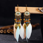Pendientes Colgantes de Estilo Étnico con Plumas 2
