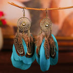 Pendientes Colgantes de Estilo Étnico con Plumas 3