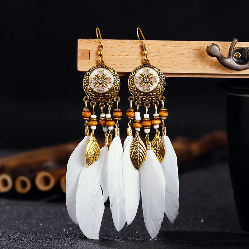 Pendientes Colgantes de Estilo Étnico con Plumas 8