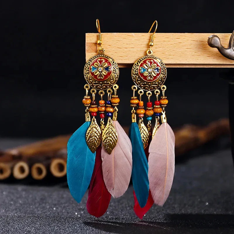 Pendientes Colgantes de Estilo Étnico con Plumas 10
