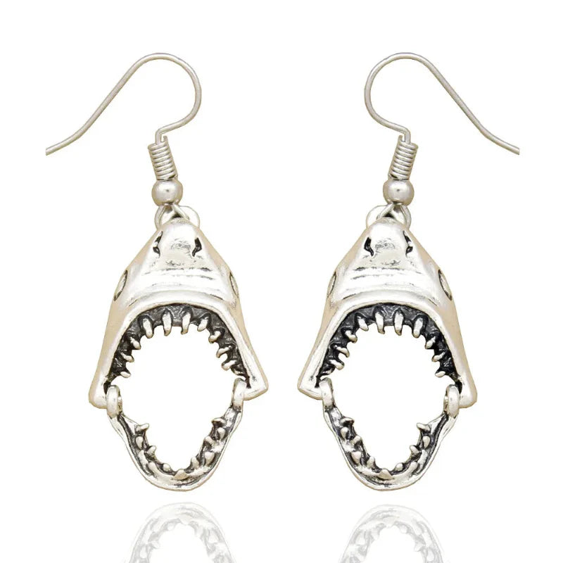Pendientes Colgantes Diente de Tiburón plata