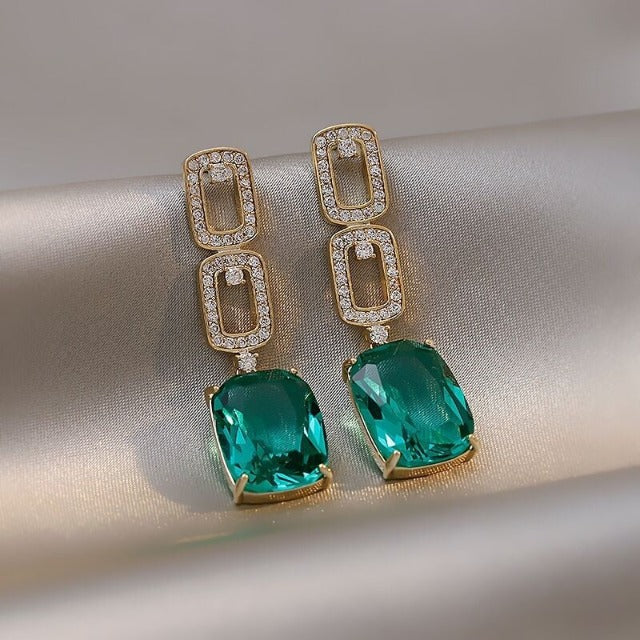 Pendientes Colgantes de Esmeralda para Mujer