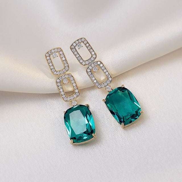 Pendientes Colgantes de Esmeralda para Mujer