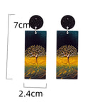 Pendientes Colgantes de Acrílico Árbol de la Vida