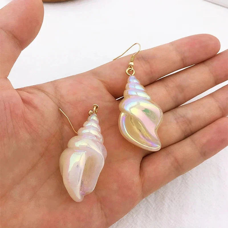 Pendientes Colgantes de Nácar con Concha de Caracol
