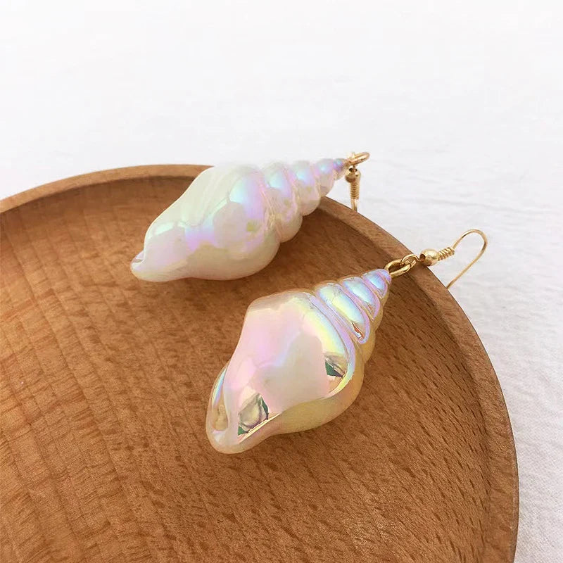 Pendientes Colgantes de Nácar con Concha de Caracol