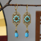 Pendientes Colgantes Étnicos Asimétricos azules