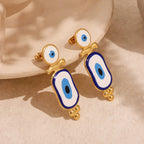 Pendientes Colgantes Étnicos Ojo Azul oro