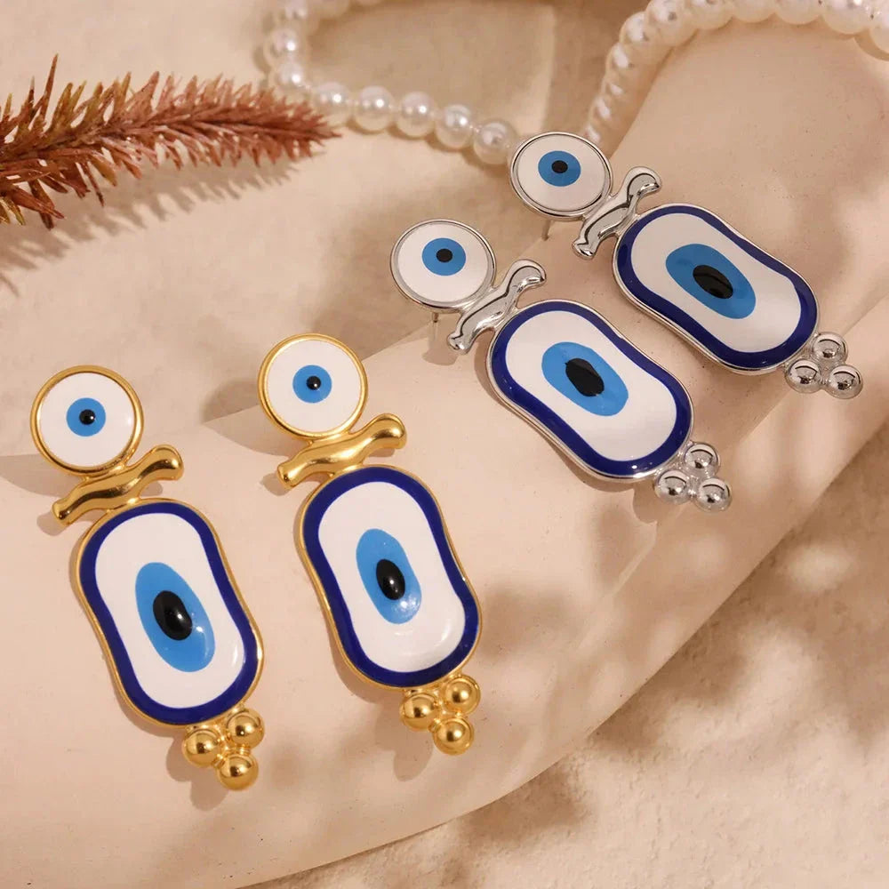 Pendientes Colgantes Étnicos Ojo Azul