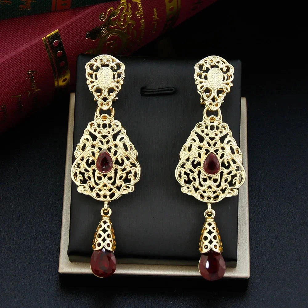 Pendientes Colgantes Étnicos Orientales rojo