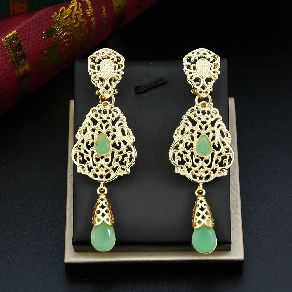 Pendientes Colgantes Étnicos Orientales verde claro