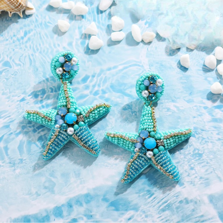Pendientes Colgantes Estrella de Mar con Concha
