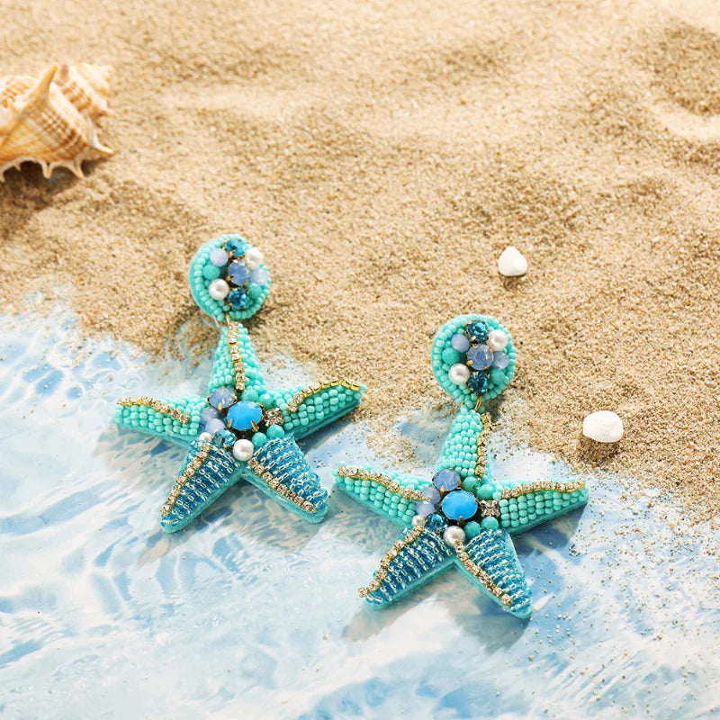 Pendientes Colgantes Estrella de Mar con Concha