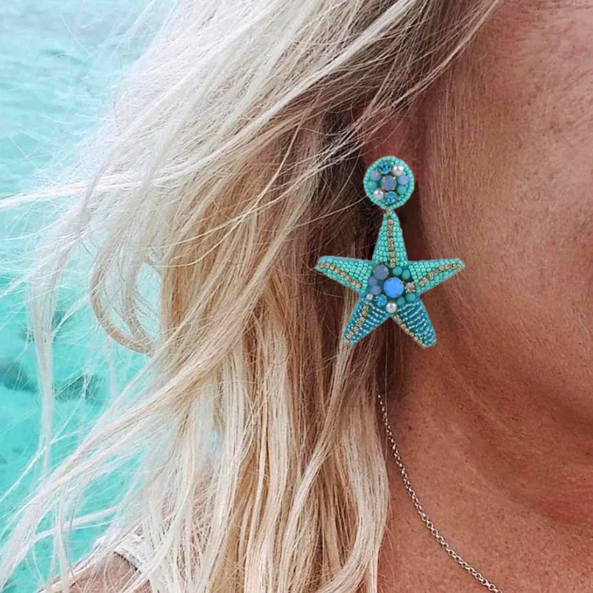 Pendientes Colgantes Estrella de Mar con Concha