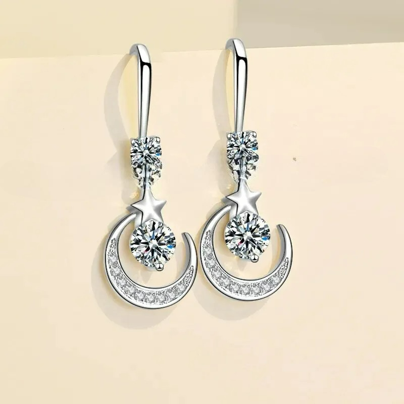 Pendientes Colgantes Estrella y Luna