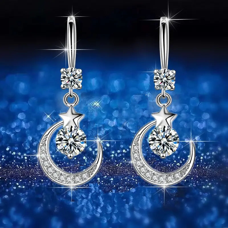 Pendientes Colgantes Estrella y Luna