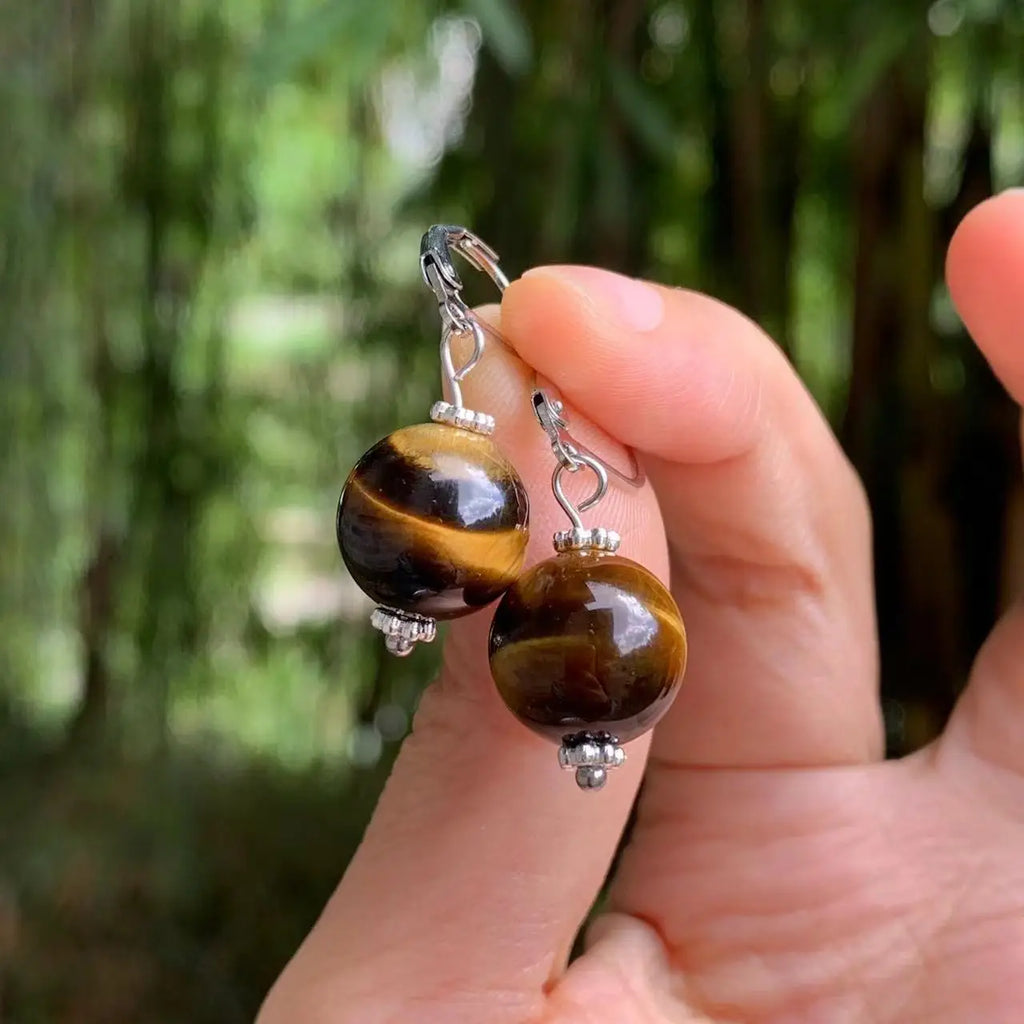 Pendientes Colgantes Mujer Ojo de Tigre