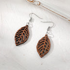 Pendientes Colgantes Hoja de Laurel en Madera