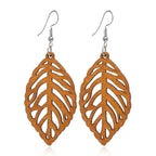 Pendientes Colgantes Hoja de Laurel en Madera