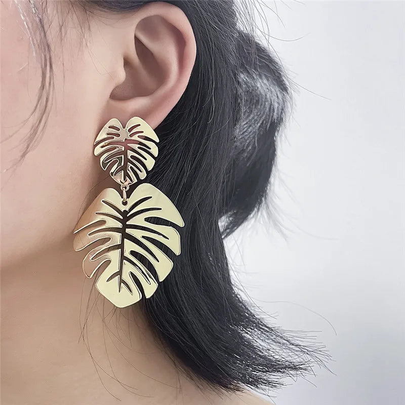 Pendientes Colgantes Hoja de Palma blanca