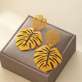 Pendientes Colgantes Hoja de Palma amarilla