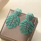 Pendientes Colgantes Hoja de Palma verde
