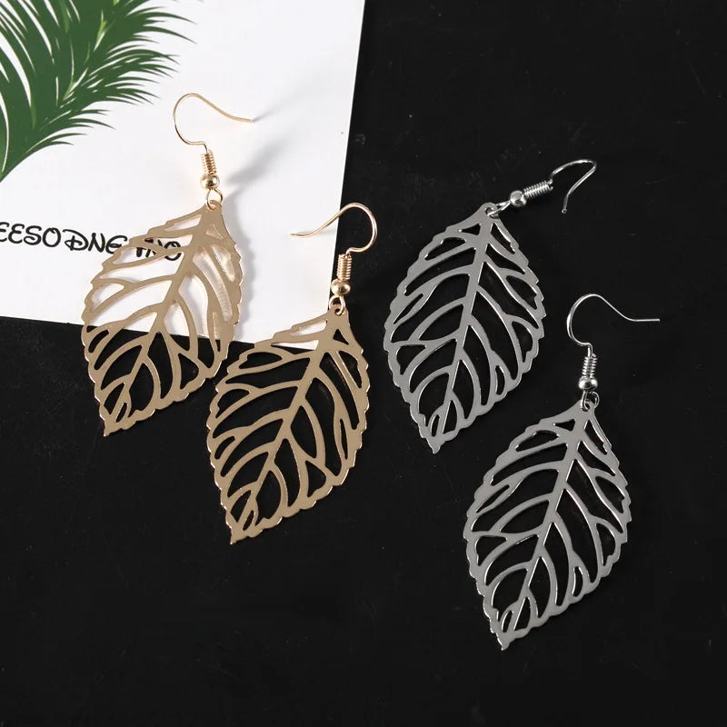 Pendientes Colgantes Hojas de Laurel plata