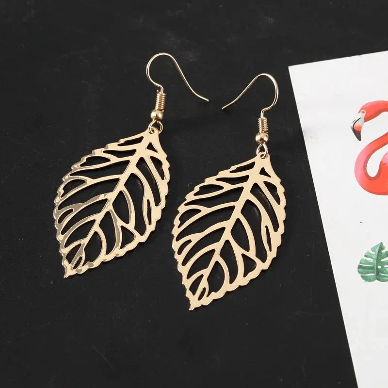 Pendientes Colgantes Hojas de Laurel oro
