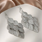 Pendientes Colgantes de Hojas para Mujer plata