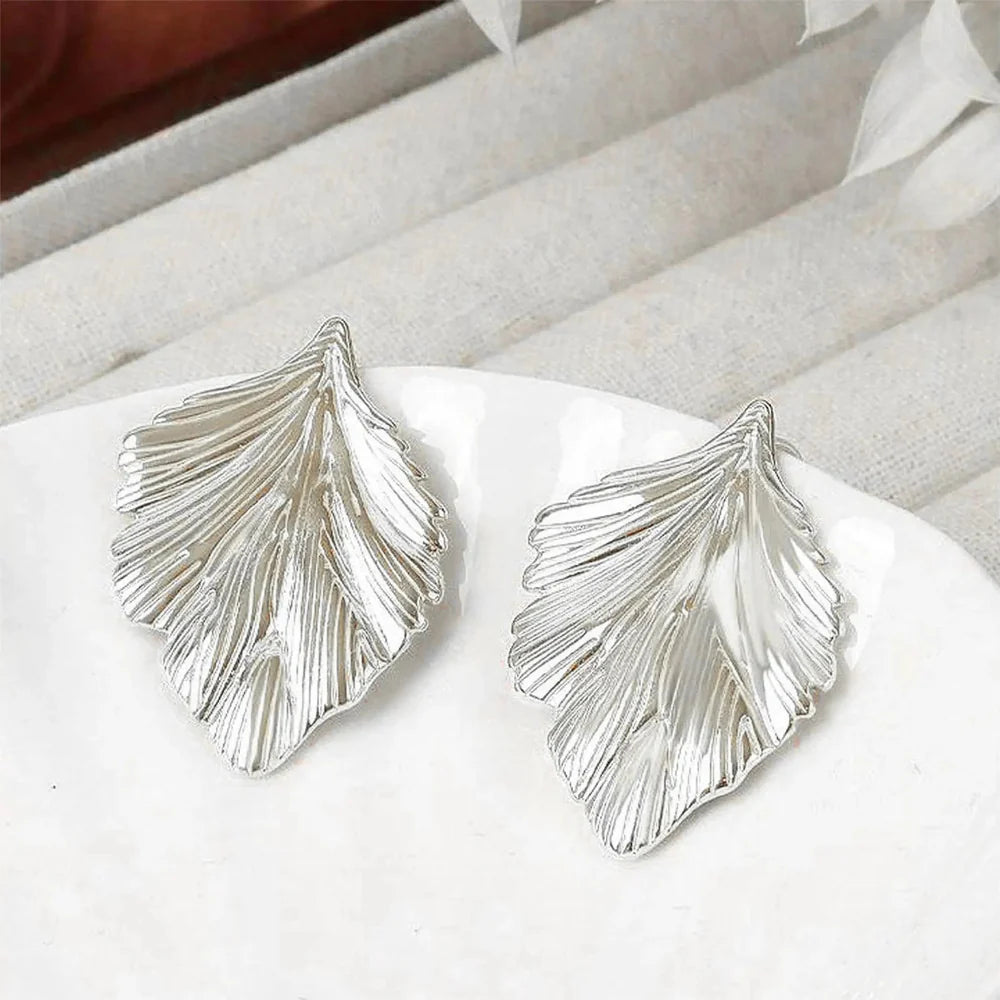 Pendientes Colgantes de Hojas para Mujer plata