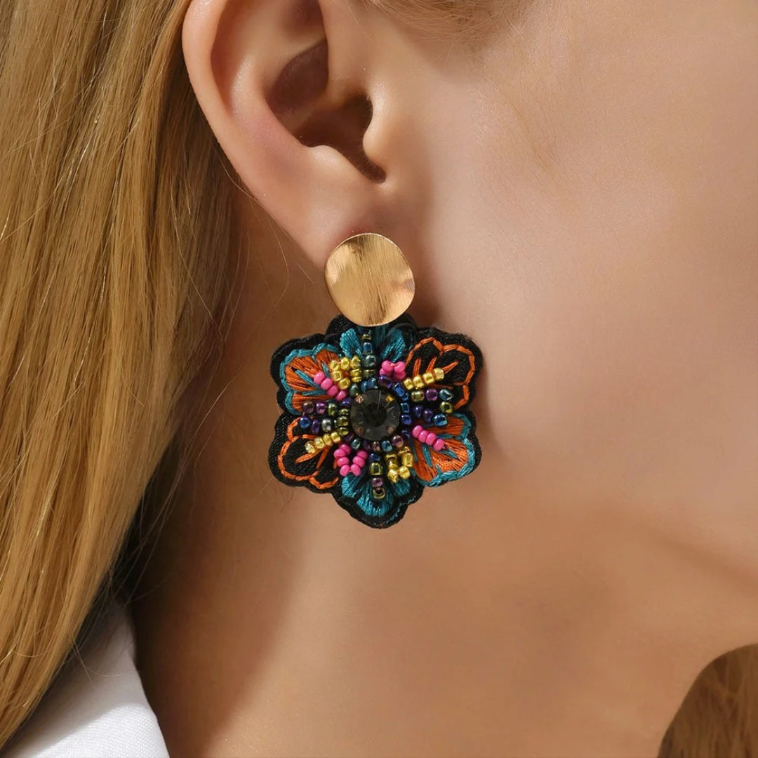 Pendientes Colgantes Flor Colorida