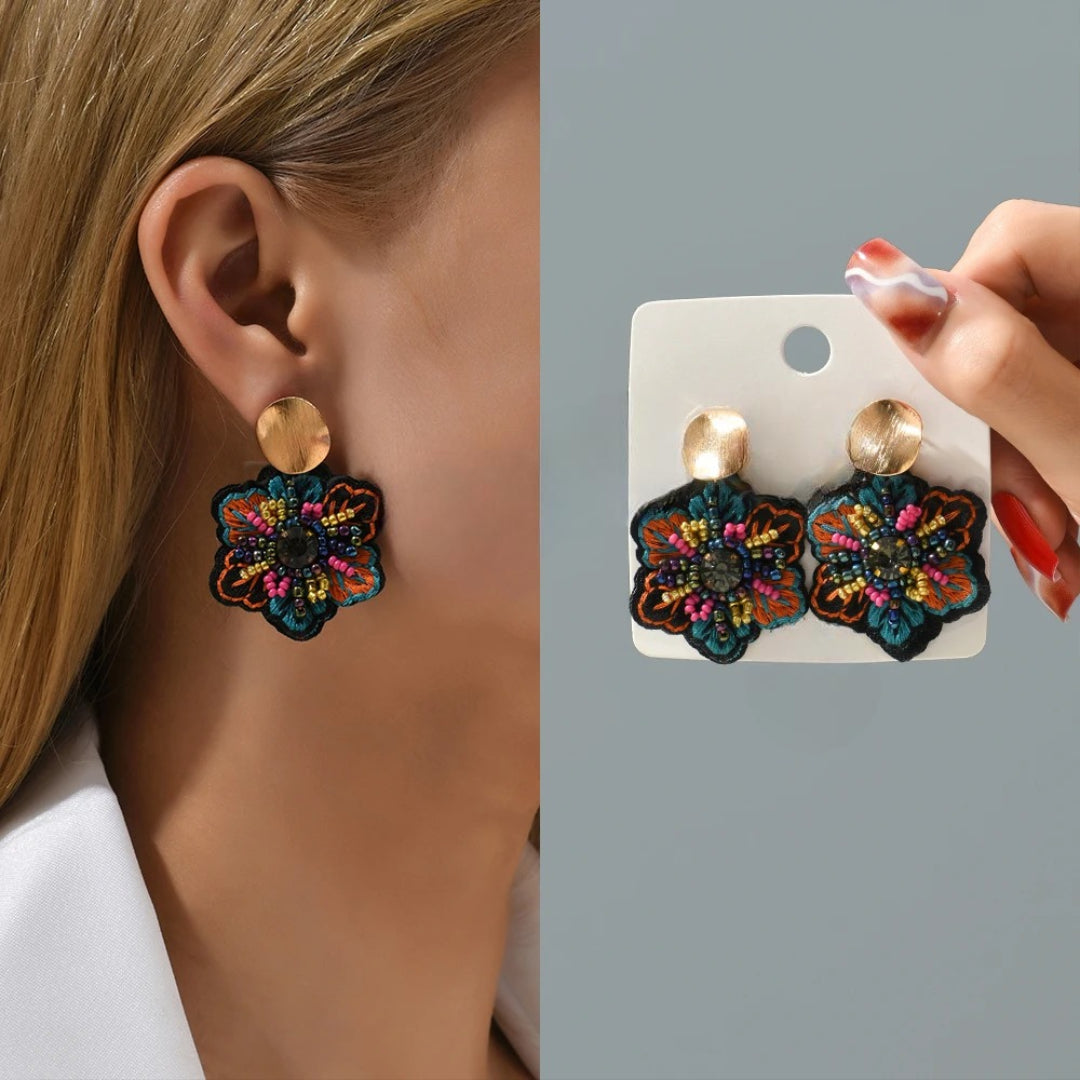 Pendientes Colgantes Flor Colorida