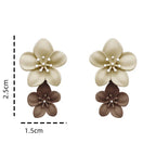 Pendientes Colgantes Flor Beige y Marrón